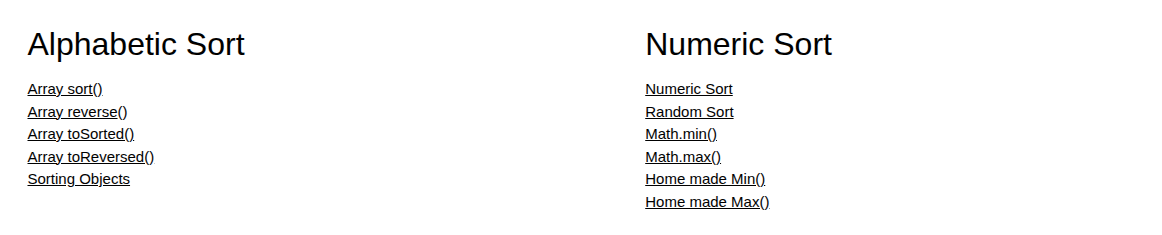 Array Sort Methods
