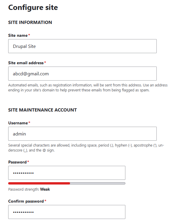 site configuration