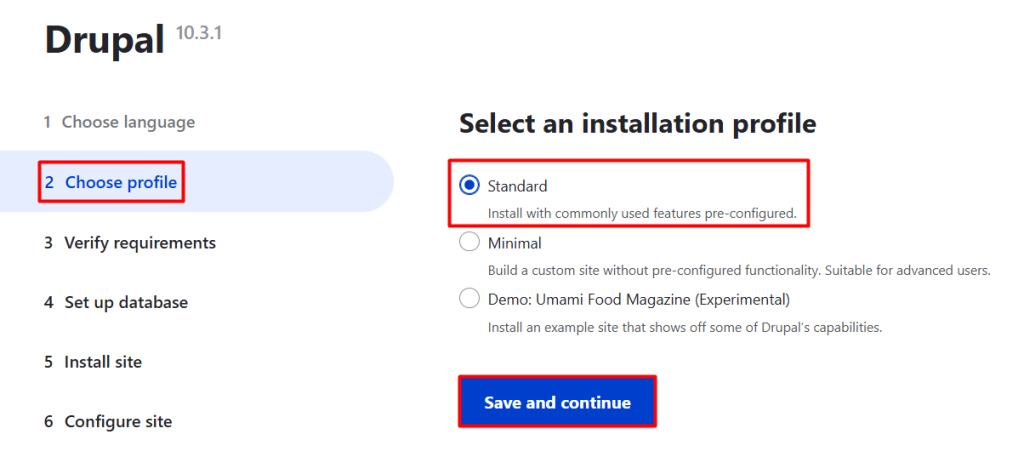 drupal setup step 2