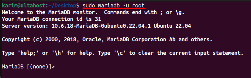 mariadb -U